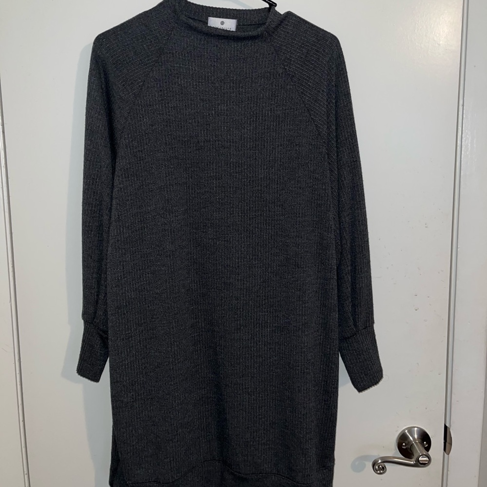 Charcoal Grey Socialite Knit Sweater Dress